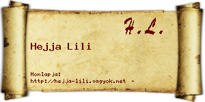 Hejja Lili névjegykártya